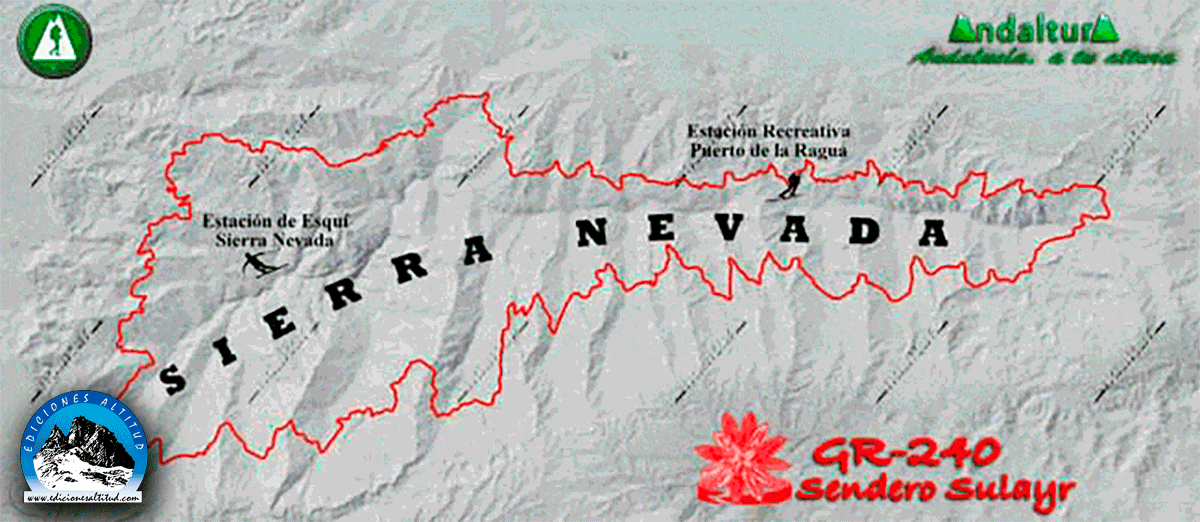 Mapa de los Refugios del Gran Recorrido GR240, Sendero Sulayr