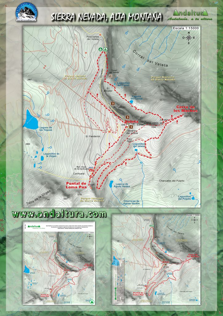 Mapa de una Ruta de Senderismo por la Alta Montaña de Sierra Nevada