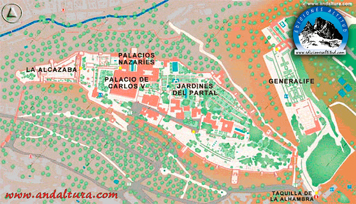 Mapas de las Zonas y los Accesos a la Alhambra y el Generalife