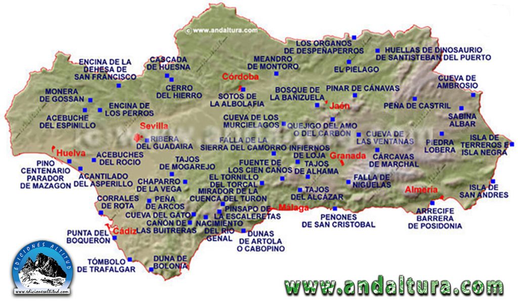 Mapa Monumentos Naturales de Andalucía
