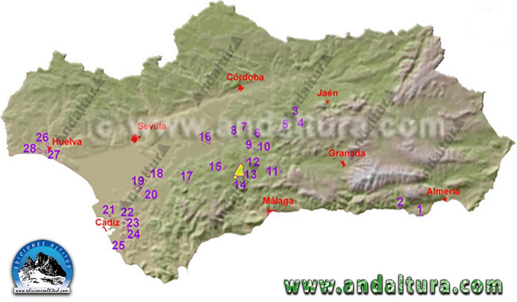 Mapa Reservas Naturales de Andalucía