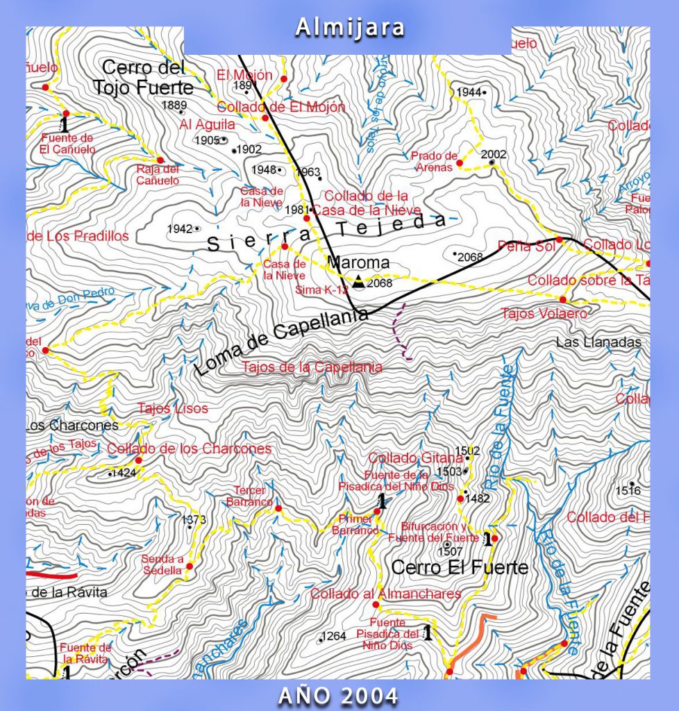 mapa de la Sierra de la Almijara, Tejeda y Alhama